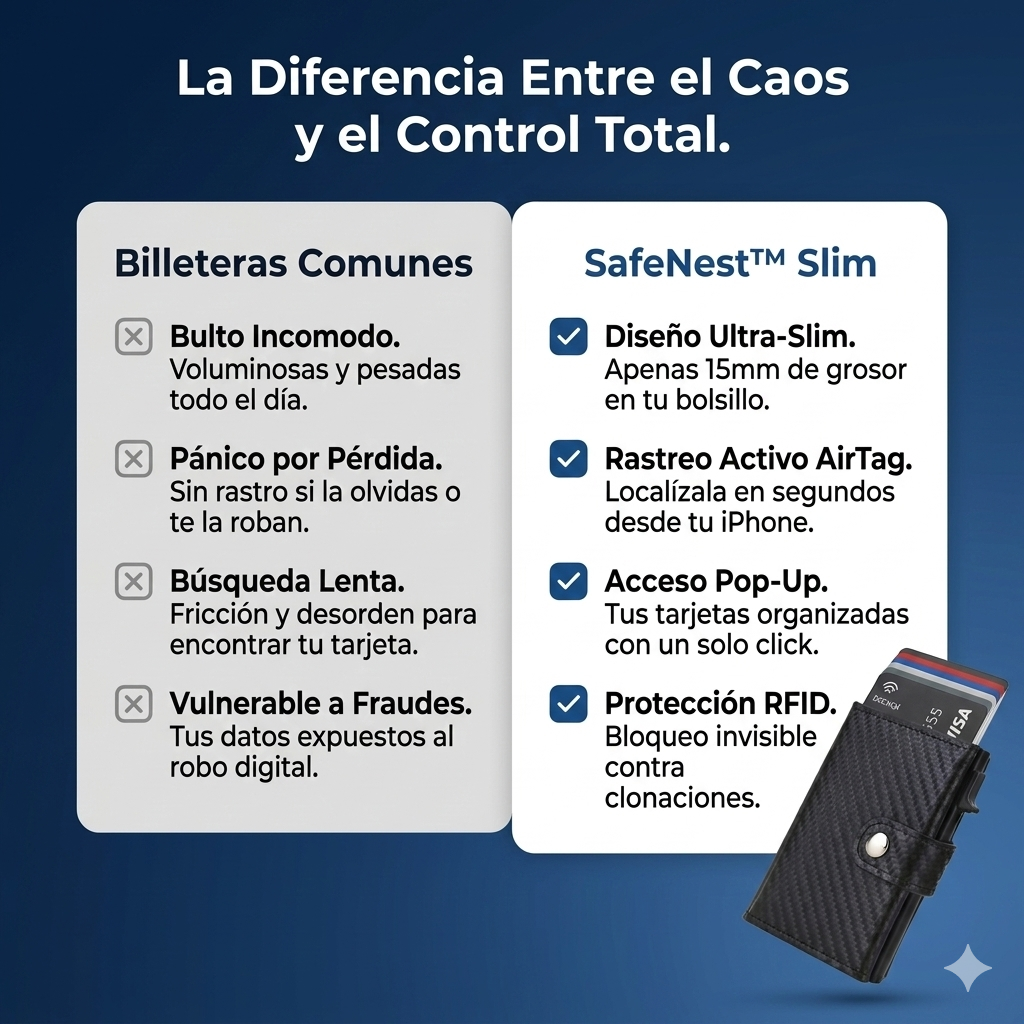 SafeNest™ Billetera Slim con AirTag [Acceso Rápido y Seguridad en tu Bolsillo]